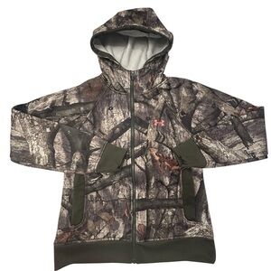Under Armour Cold Gear Women’s Mossy Oak Treestand Camo Hooded Jacket S Full Zip